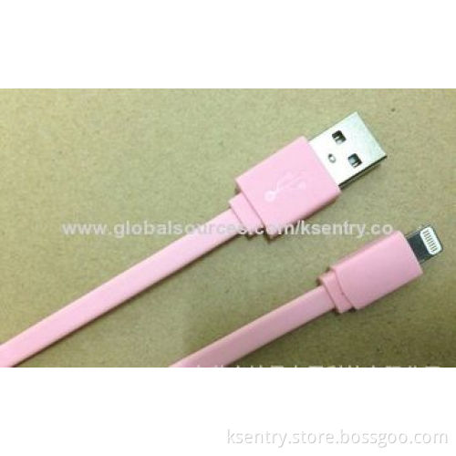 Flat Noodle TPE Material Top Quality USB Data Cables for iPhone